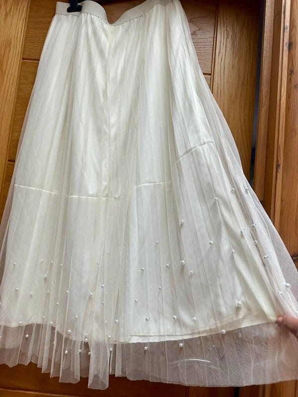 Tulle Beautiful 14-16 uk pearl tulle m she skirt wedding he do - 1
