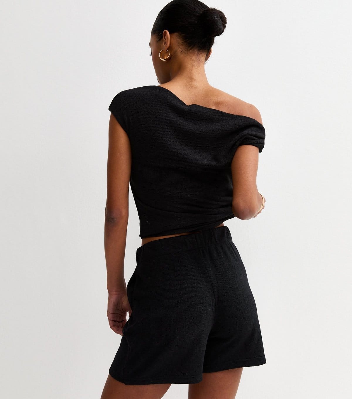 New Look Women's Black Textured Shorts New Look - 4