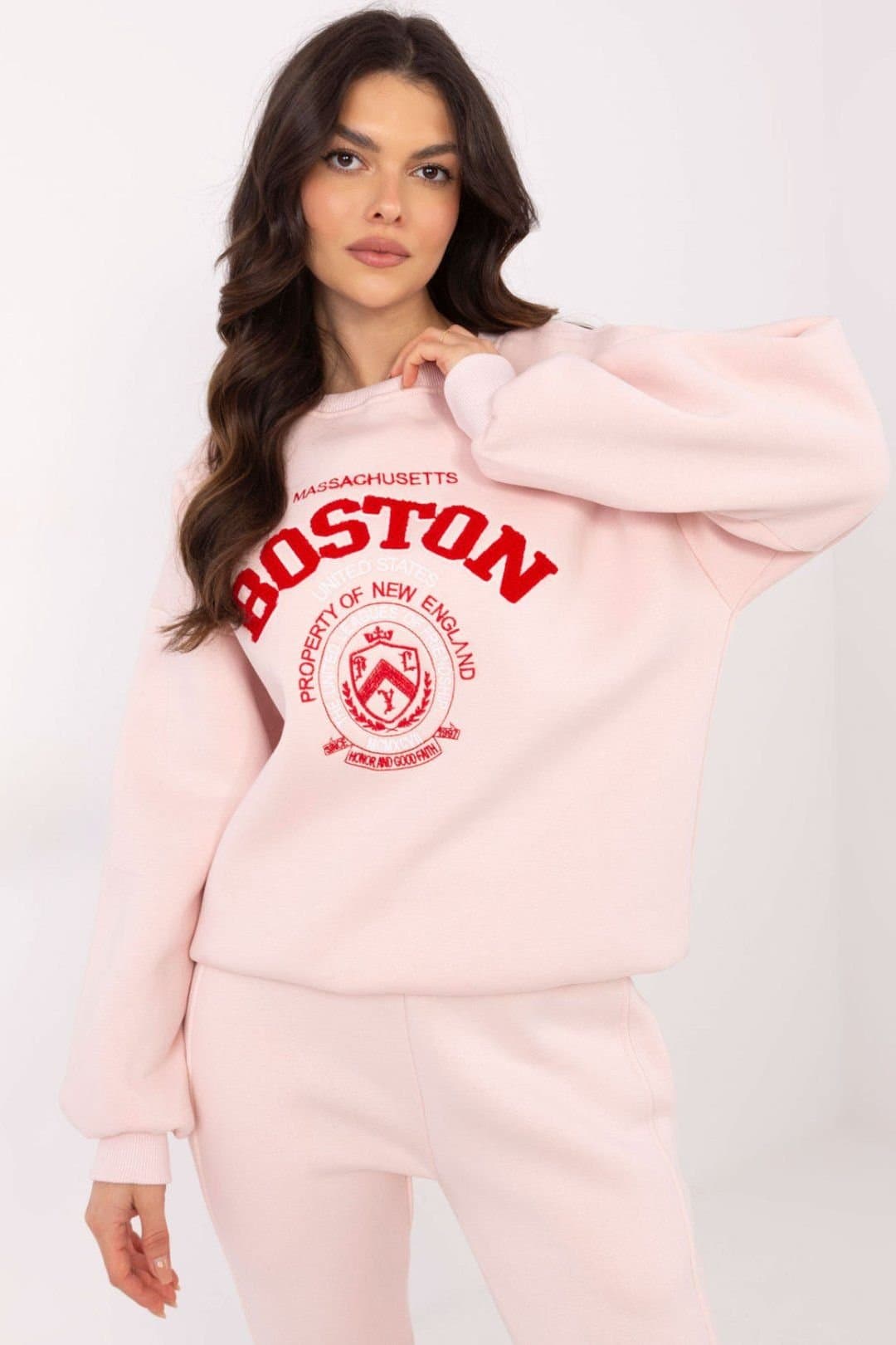 Love Lace Love Lace Women's Cotton Blend Insulated Patch Print Sweatshirt in Pink