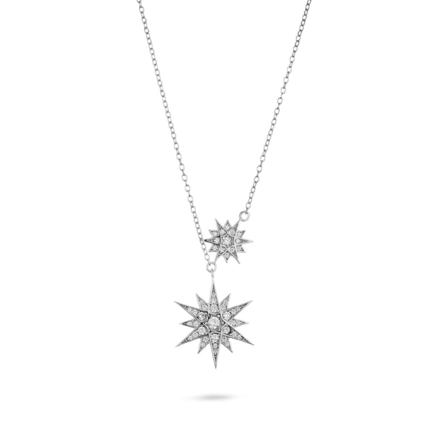 Gold Trip Gold Trip Women's Celestial Double Star Necklace in Silver - 2
