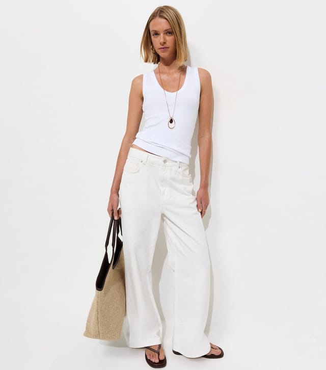 New Look Women's White Jersey V-Neck Tank Top New Look - 3