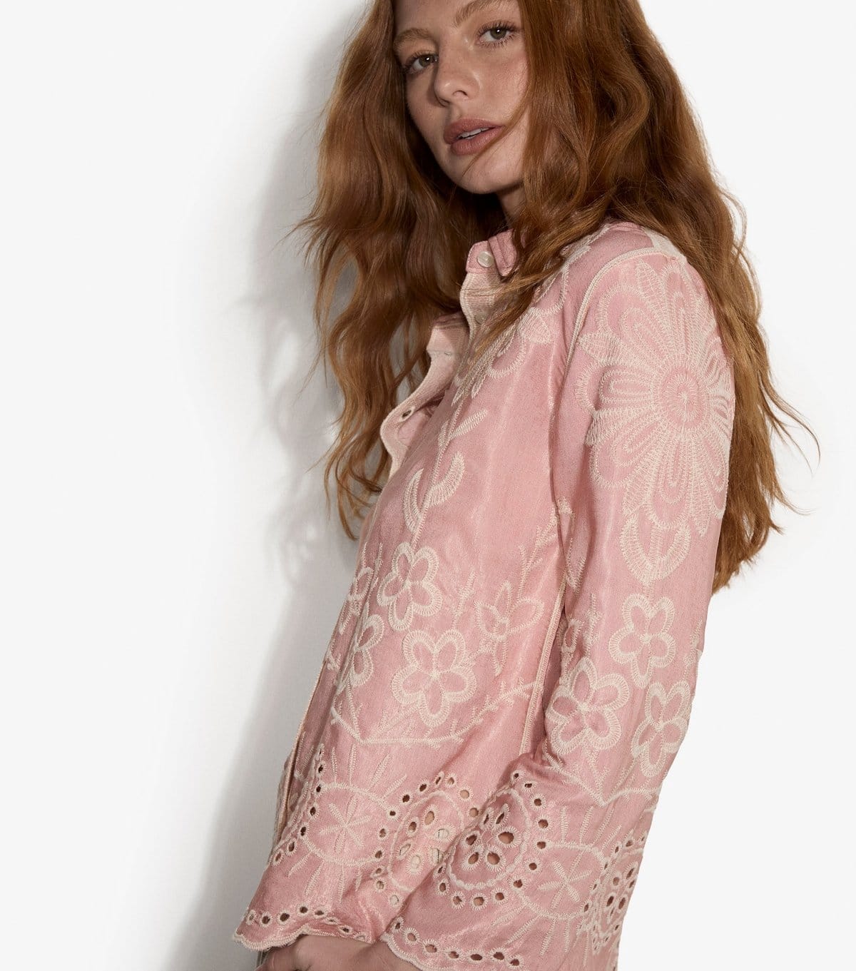Apricot Pink Floral Cutwork Shirt by New Look