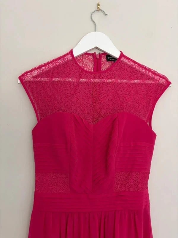 Spotlight By Warehouse Hot Pink Lace Mesh Occasion Dress