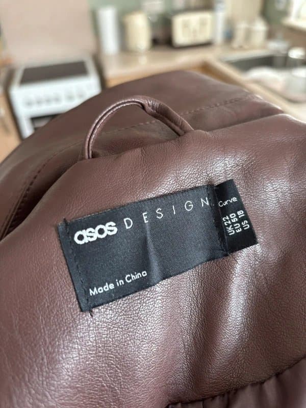 ASOS Design ASOS leather look harrington jacket in chocolate