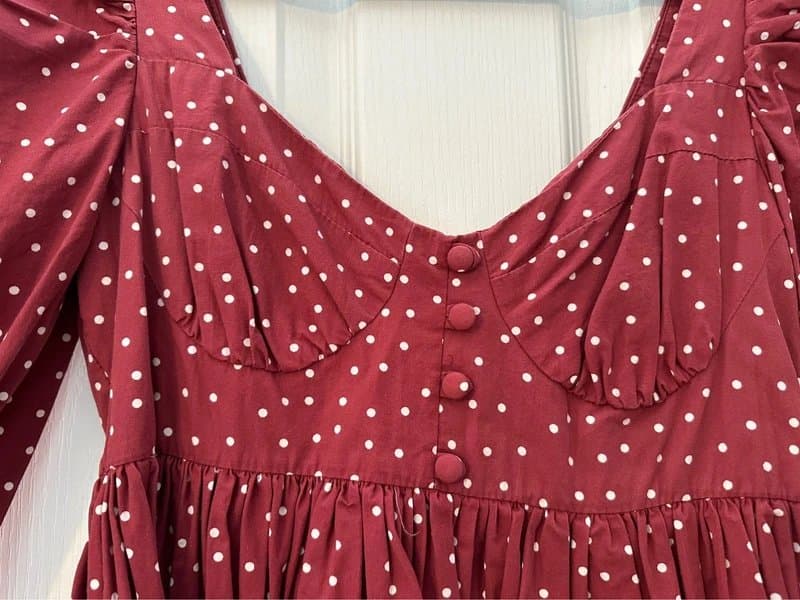 ASOS Design Burgundy polkadot long sleeve mini dress