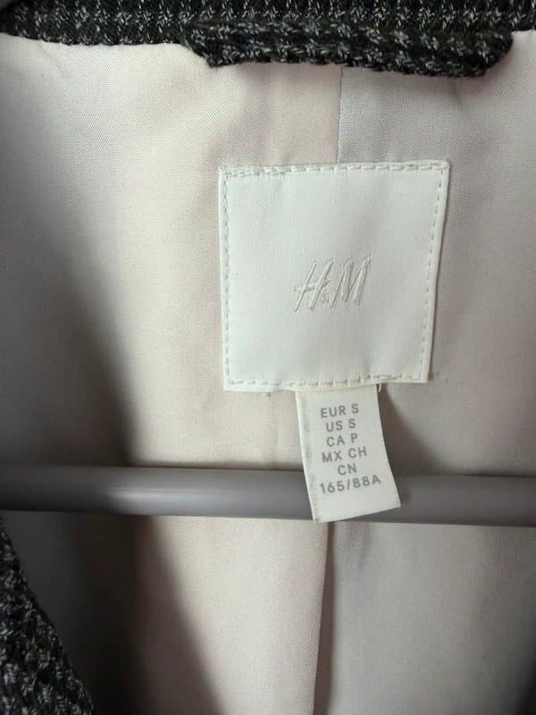 H&M H&M grey micro check double breasted blazer size S smart tailored jacket