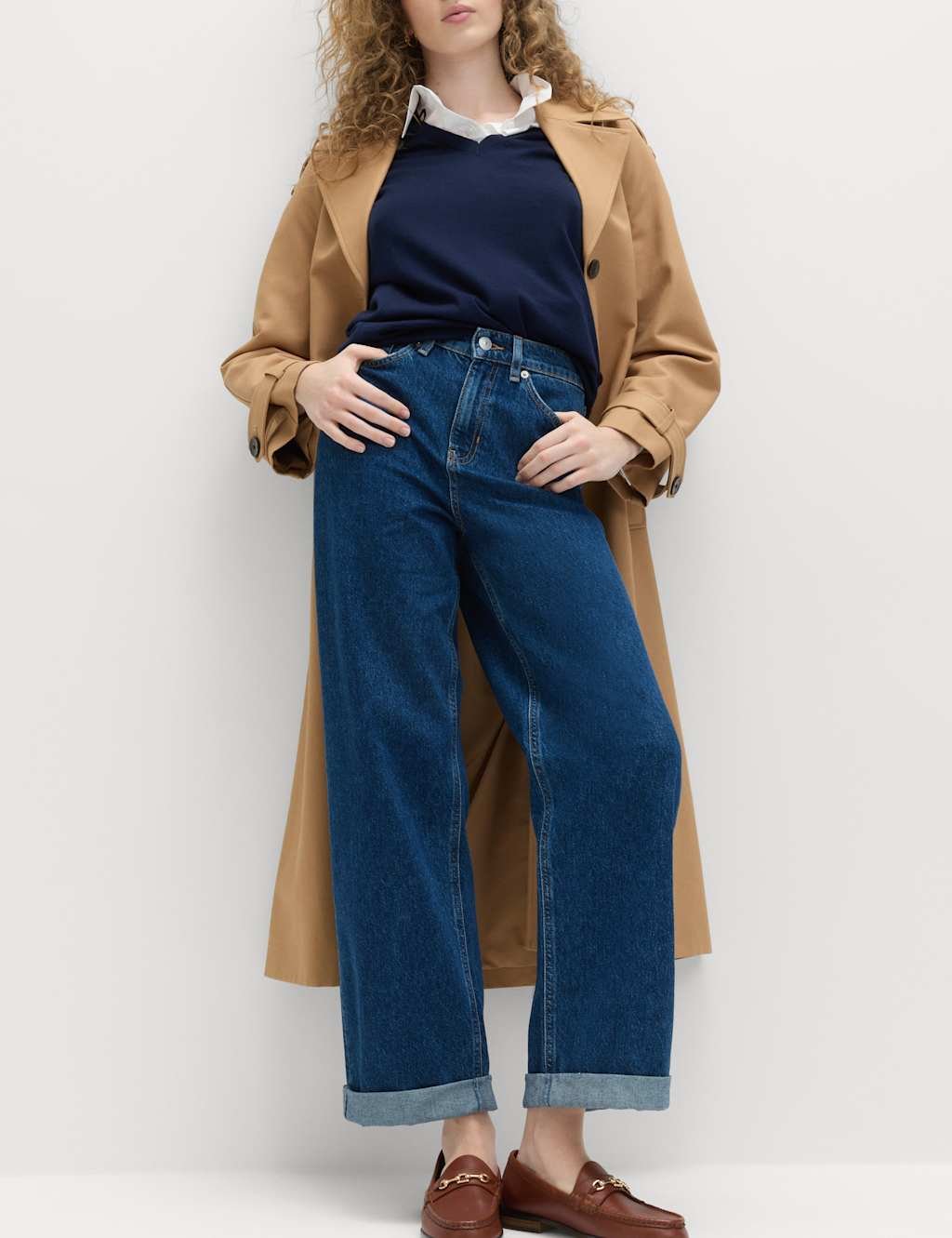 Marks & Spencer M&S Boyfriend Mid Rise Ankle Grazer Jeans Dark Indigo - 2