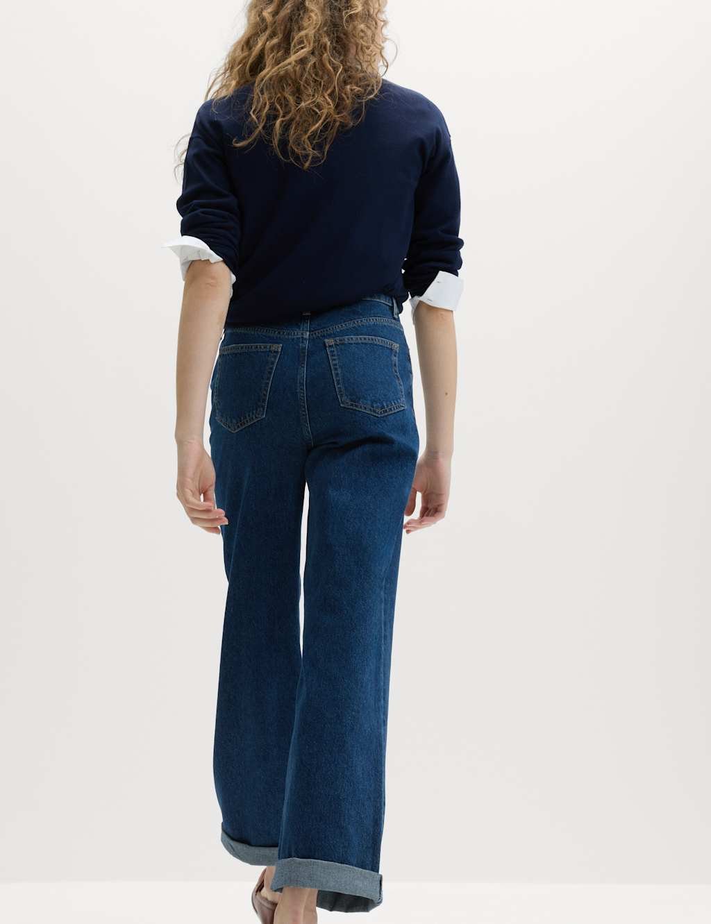 Marks & Spencer M&S Boyfriend Mid Rise Ankle Grazer Jeans Dark Indigo - 3