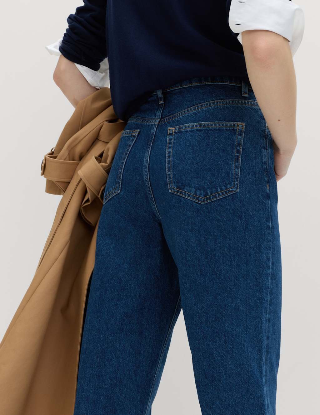 Marks & Spencer M&S Boyfriend Mid Rise Ankle Grazer Jeans Dark Indigo - 4