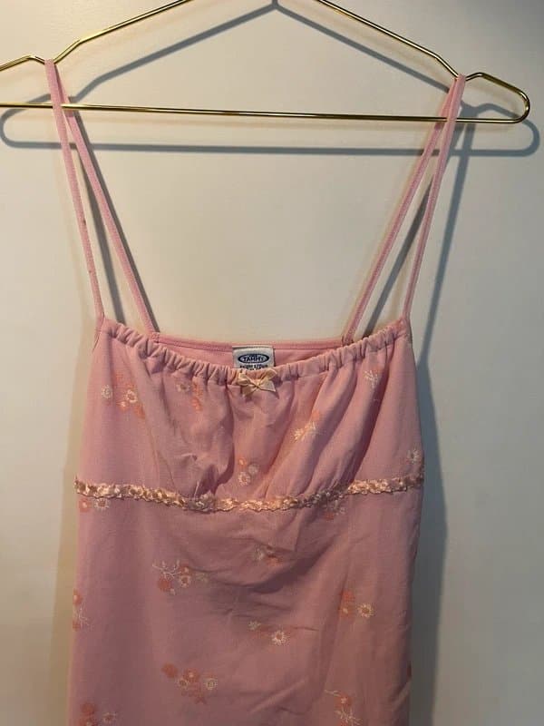 Vintage Dressing Vintage baby pink micro mesh sheer ditsy floral flower pattern milkmaid babydoll mini dress