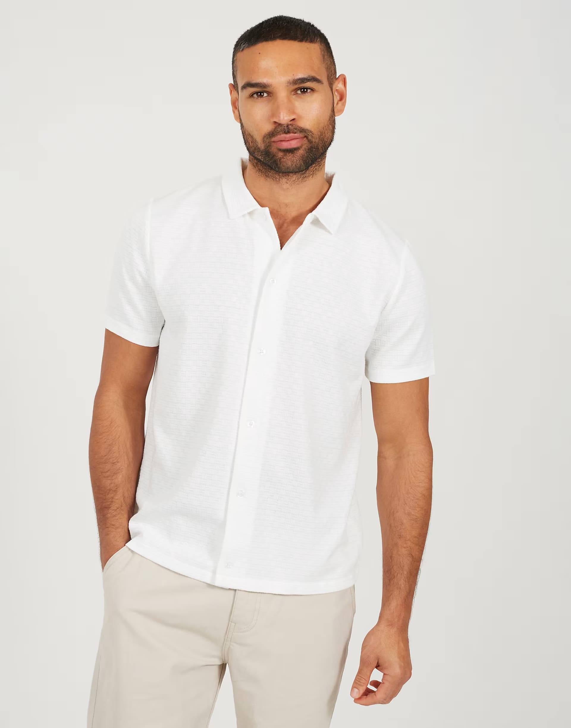 ASOS Brave Soul Short sleeved textured shirt in cream