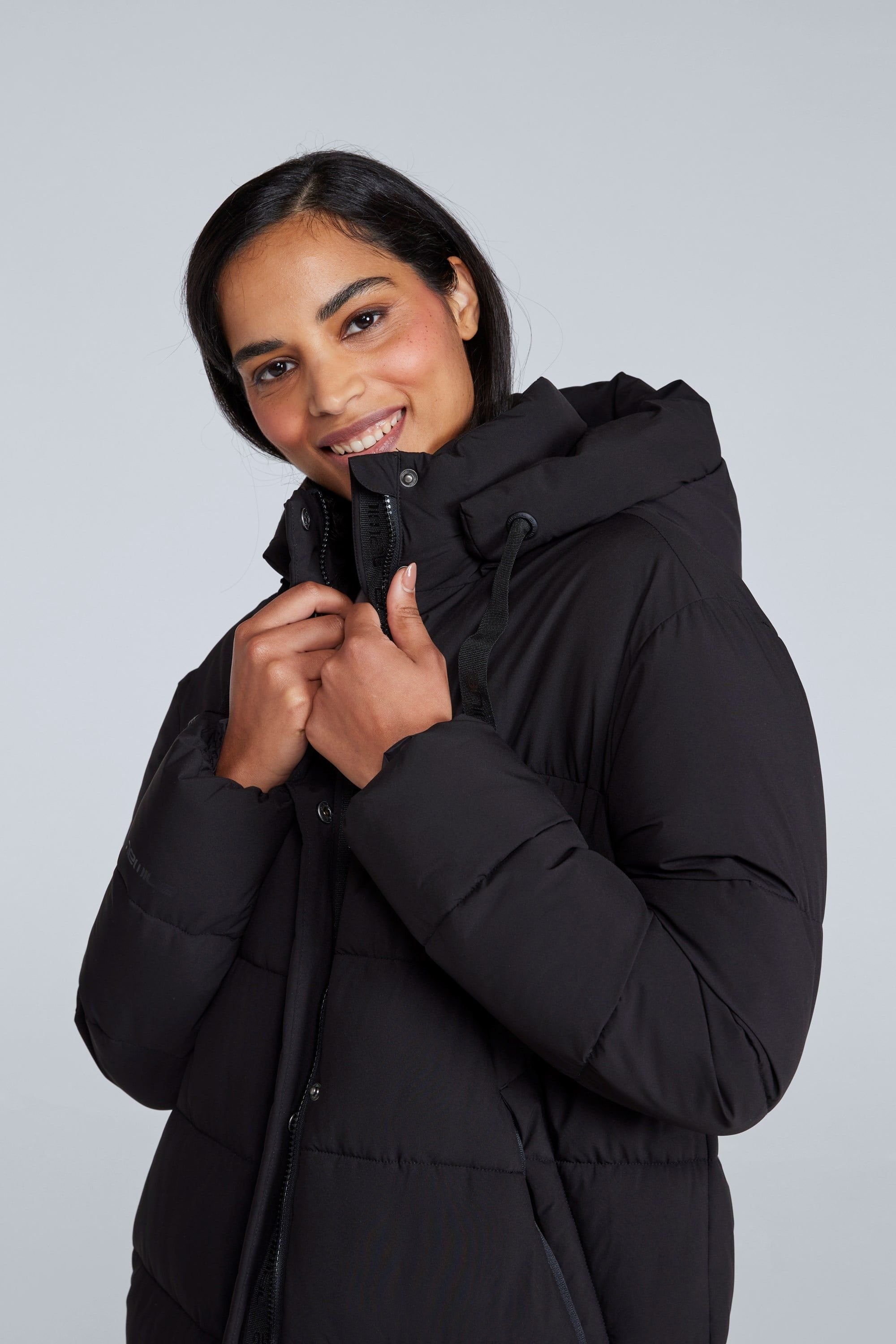 Animal Animal Women's 'Comfort Cloud' Water Resistant Thermal Tested Detachable Hood Coat in Jet Black - 3