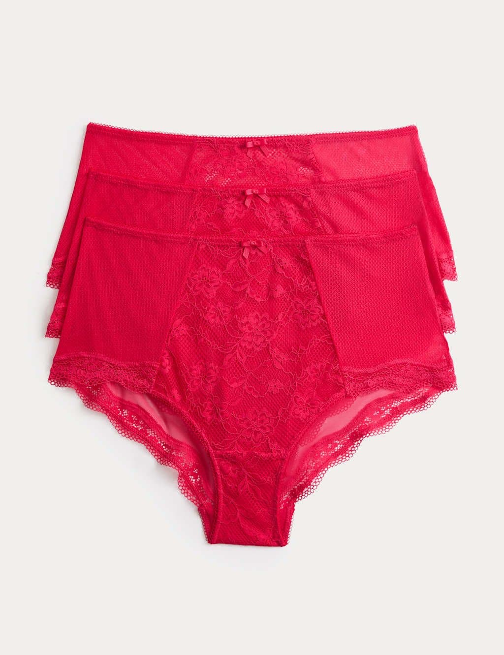 Marks & Spencer M&S 3pk Jasmine Lace High Rise Shorts Geranium