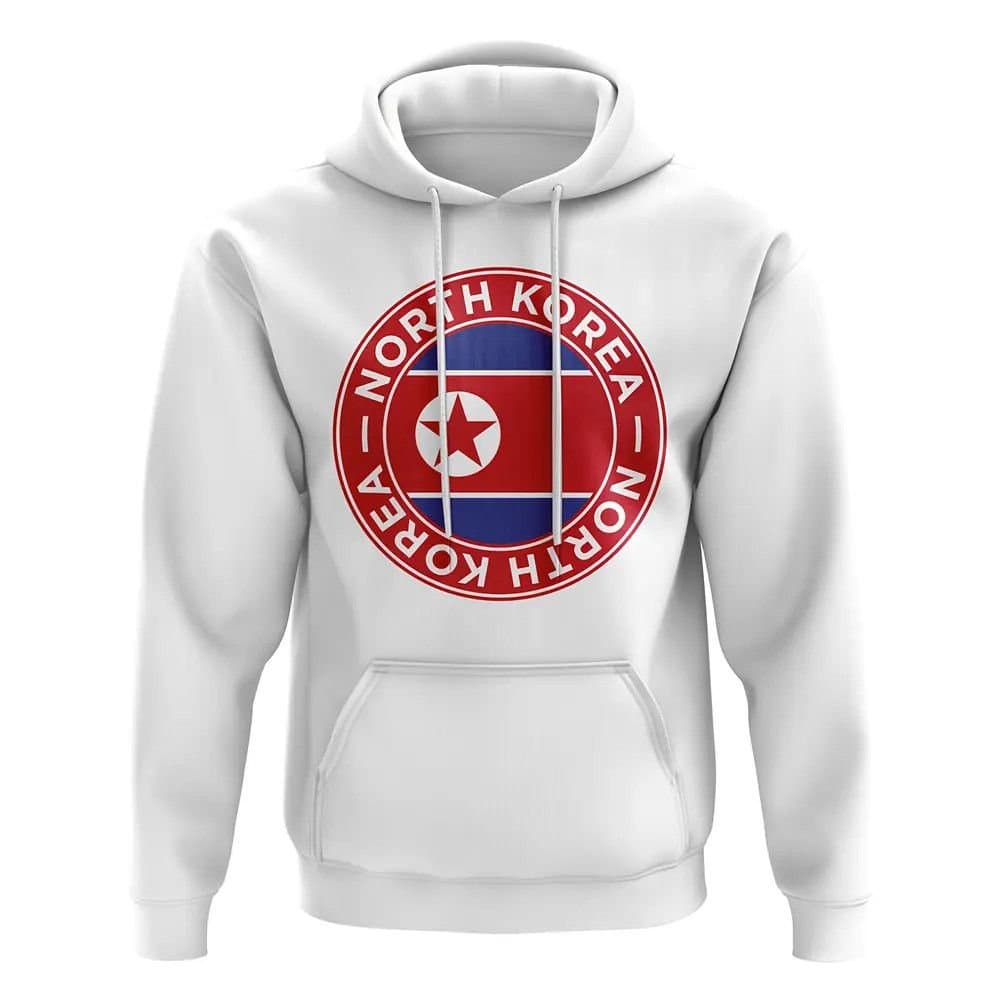 North Korea North Korea Men's Personalised Football Badge Hoodie in White