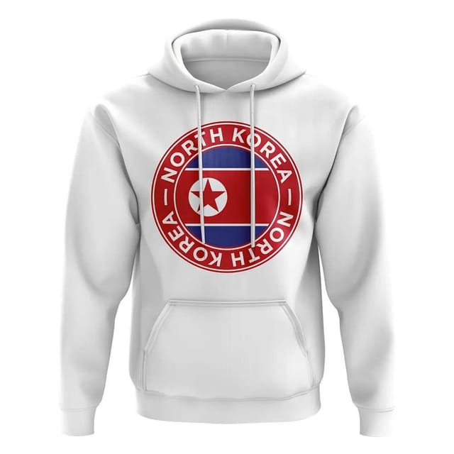 North Korea North Korea Men's Personalised Football Badge Hoodie in White - 2