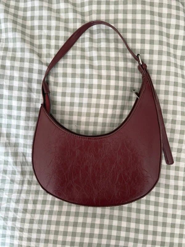 ASOS ASOS burgundy faux leather crescent shaped handbag
