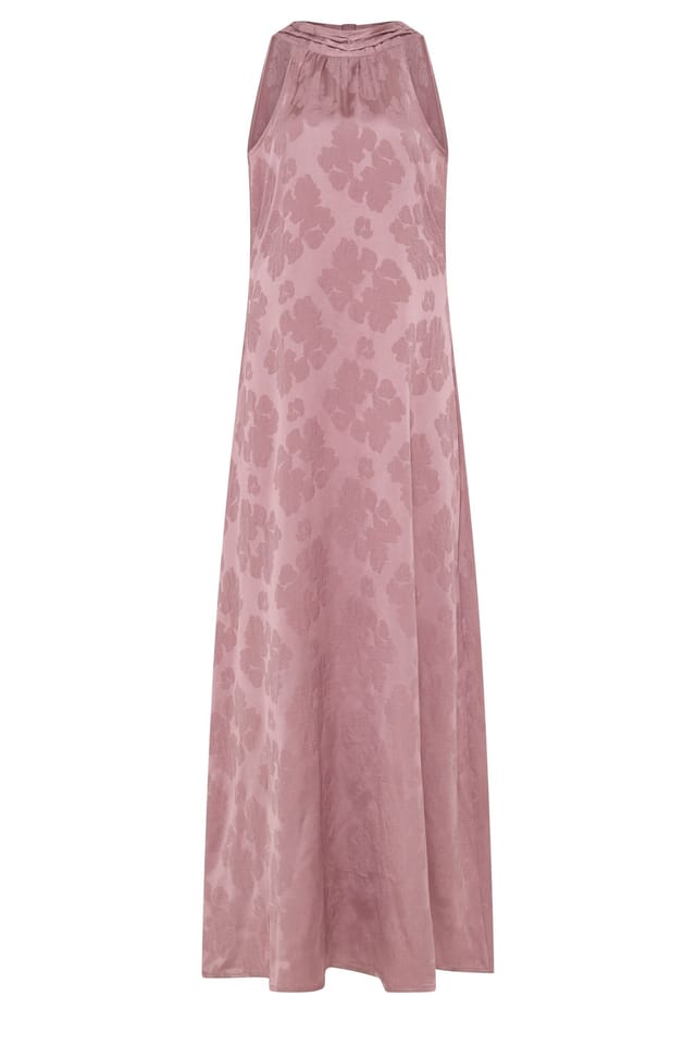 Long Tall Sally Long Tall Sally Women's Tall Jacquard Halterneck Maxi Dress in Pink - 2