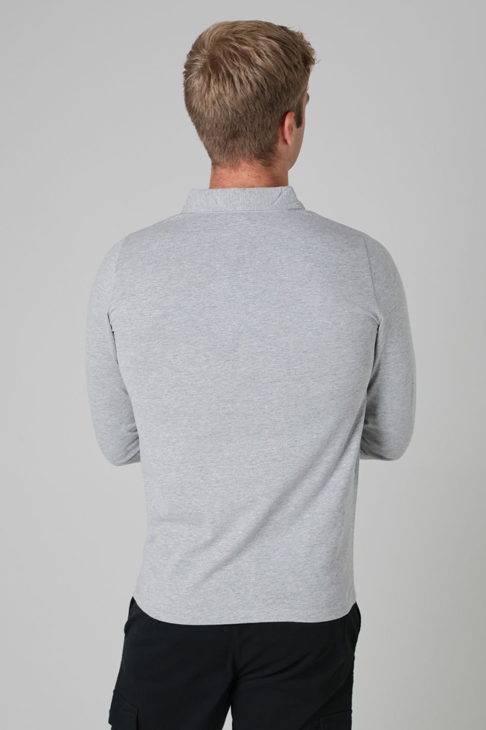 Tokyo Laundry Tokyo Laundry Men's Long Sleeve Cotton Polo Shirt in Light Grey - 2