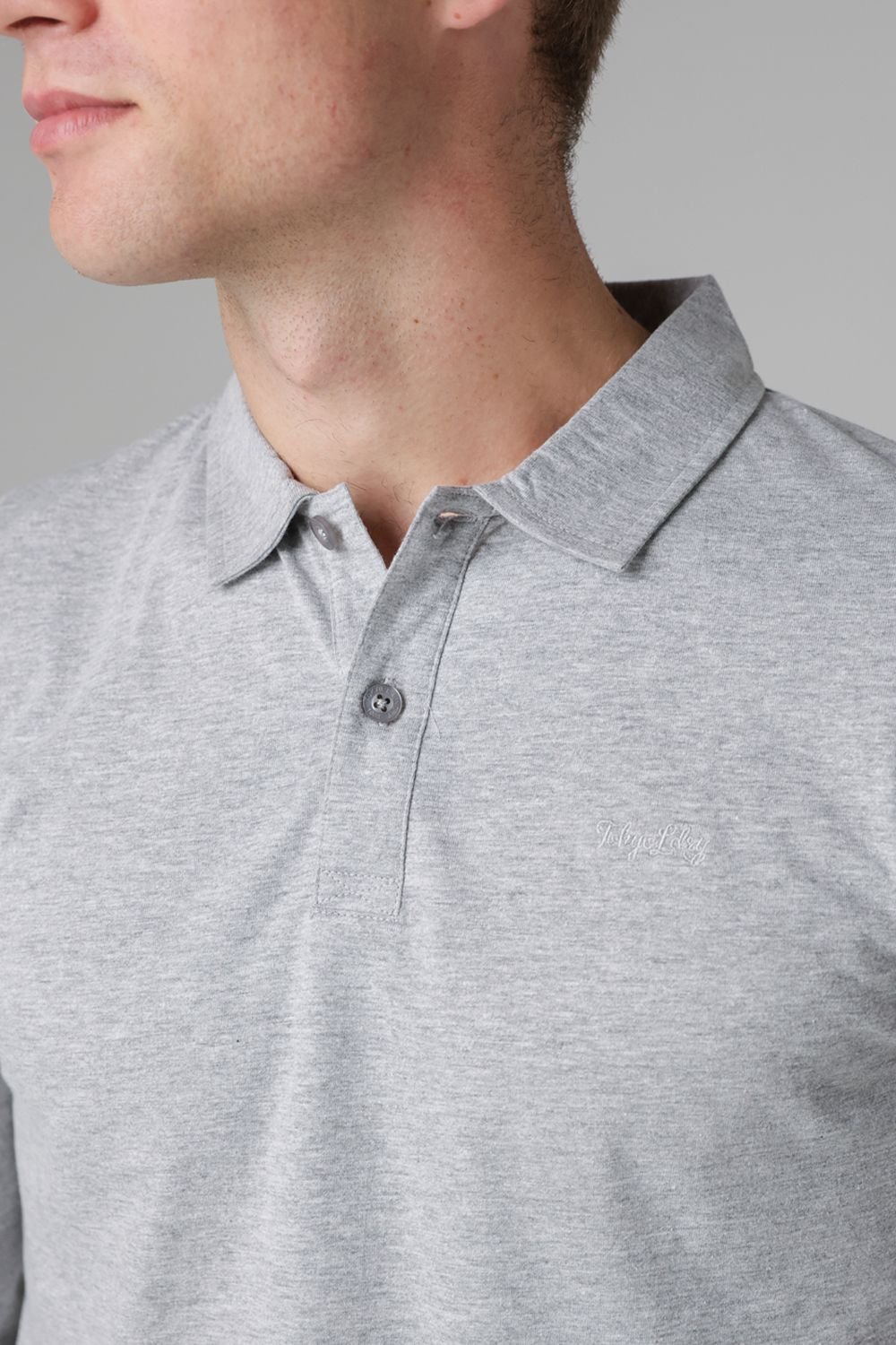 Tokyo Laundry Tokyo Laundry Men's Long Sleeve Cotton Polo Shirt in Light Grey - 4