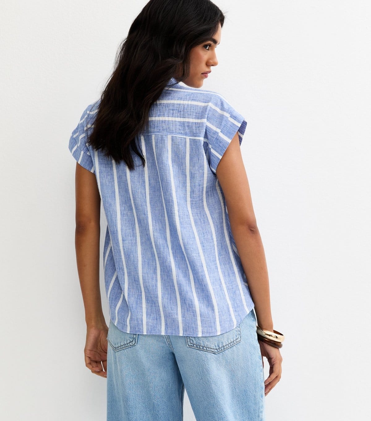 New Look Women's Blue Striped Tie Front Shirt New Look - 4