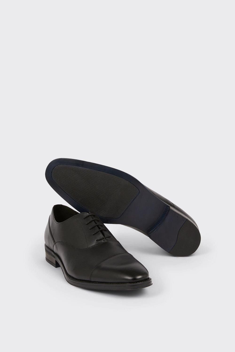 Burton Burton Men's Black Leather Smart Oxford Toe Cap Shoes - 4