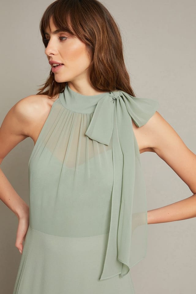 Monsoon Monsoon Women's Monika Halter Chiffon Maxi Dress Blue in Green - 2