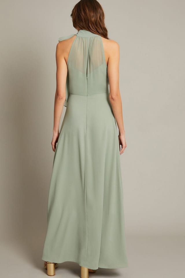 Monsoon Monsoon Women's Monika Halter Chiffon Maxi Dress Blue in Green - 3
