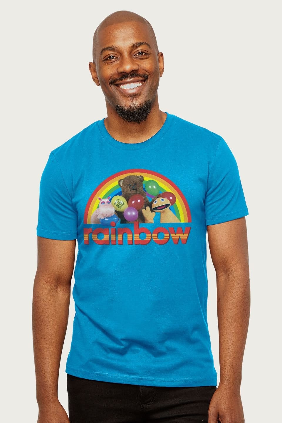 Rainbow Rainbow Men's 1972 50th Anniversary Balloons T-Shirt in Bright Blue - 1