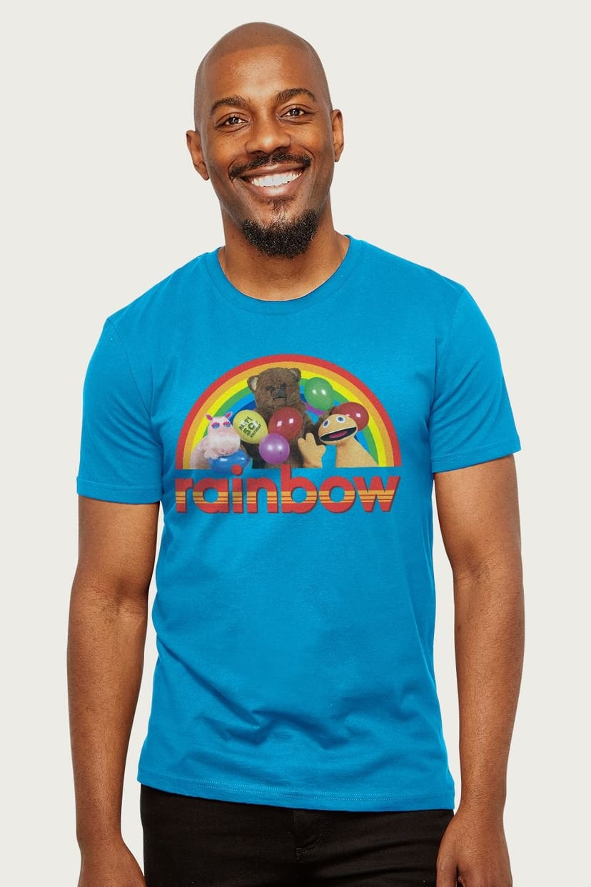 Rainbow Rainbow Men's 1972 50th Anniversary Balloons T-Shirt in Bright Blue - 1