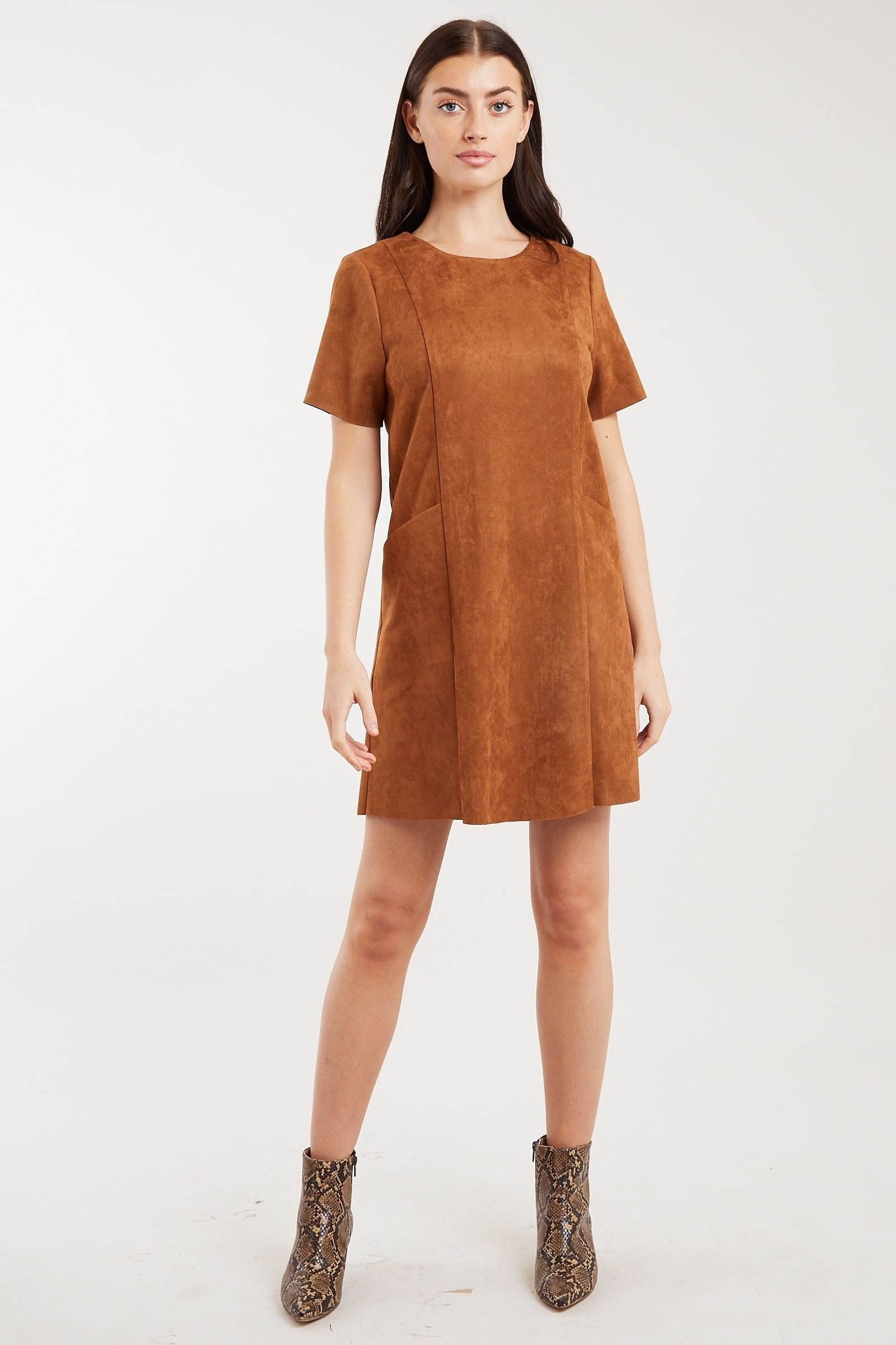 Louche Louche Women's Sylvie Faux Suede Mini Dress in Brown - 2