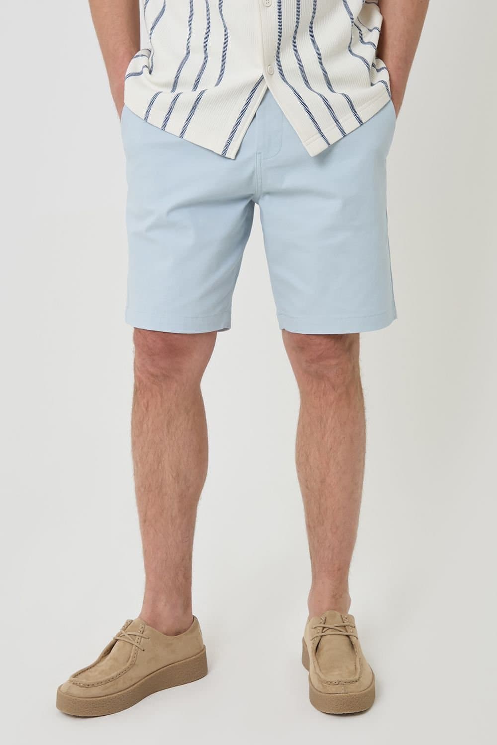 Threadbare Threadbare Men's Cotton Stretch Chino Shorts in Baby Blue