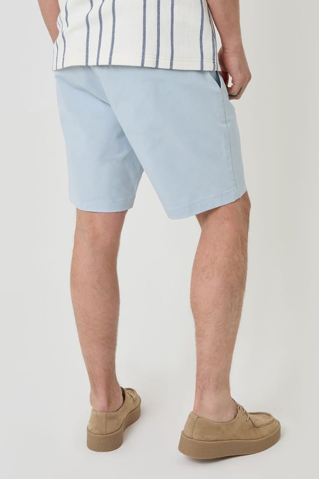 Threadbare Threadbare Men's Cotton Regular Fit Stretch Chino Shorts in Baby Blue - 2