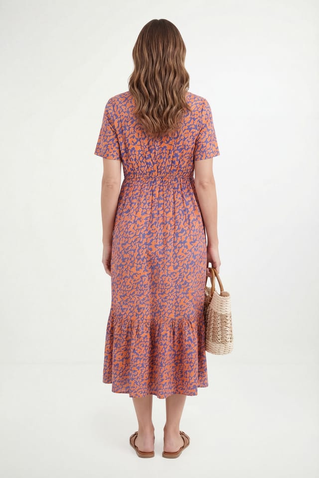 Wallis Wallis Women's Petite Summer Cotton Midi Dress in Orange - 3
