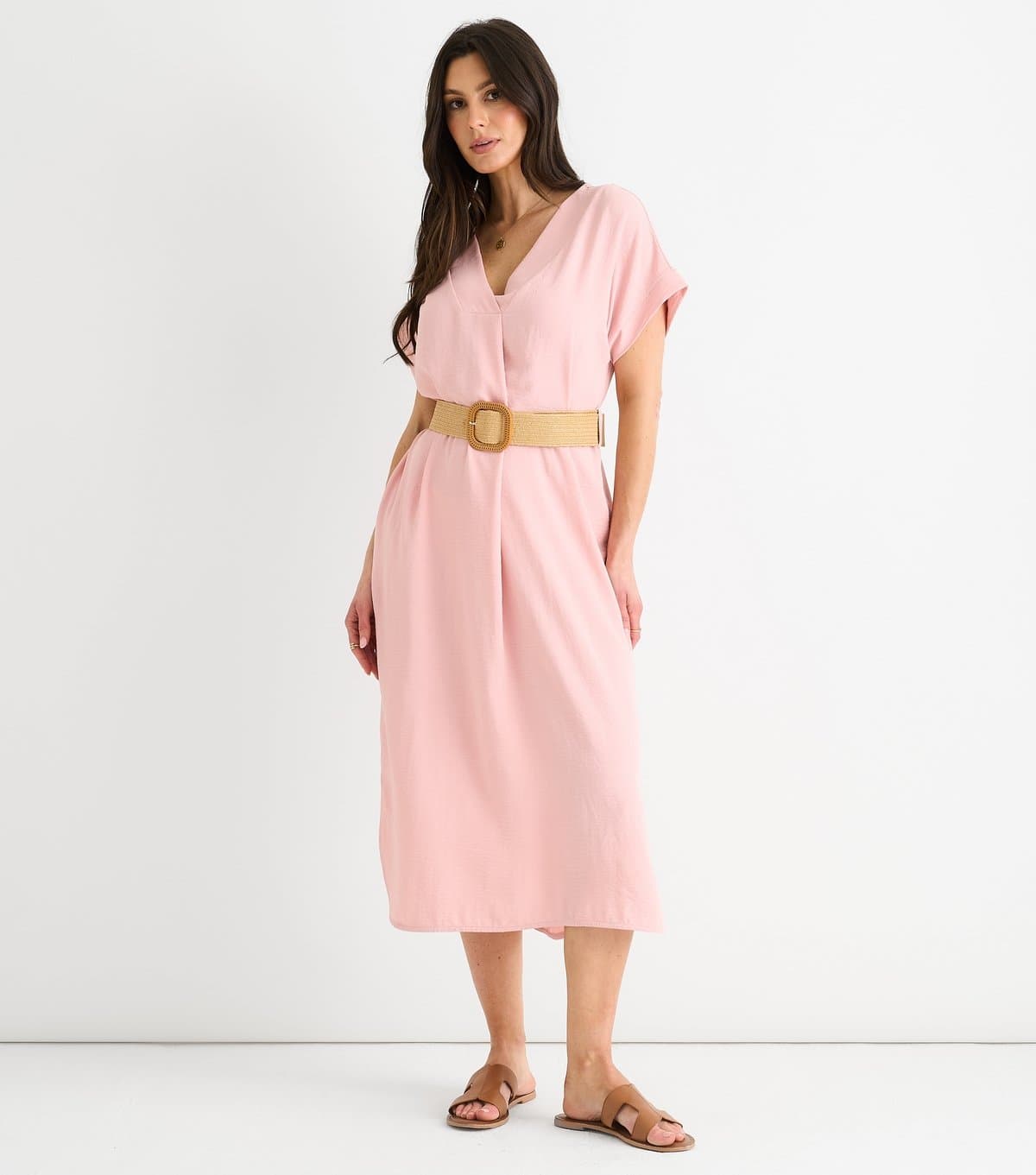 Gini London Women's Pink Oversized Midi Dress Gini London New Look