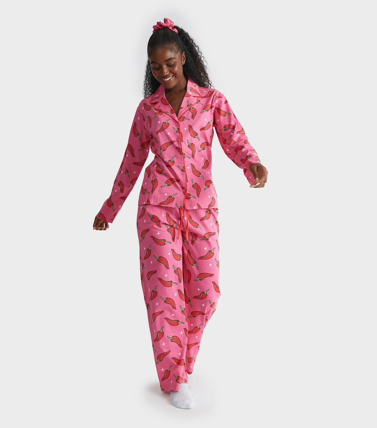 Skinnydip Women's Pink Chili Print Shirt and Trousers Pyjama Set Skinnydip New Look - 2