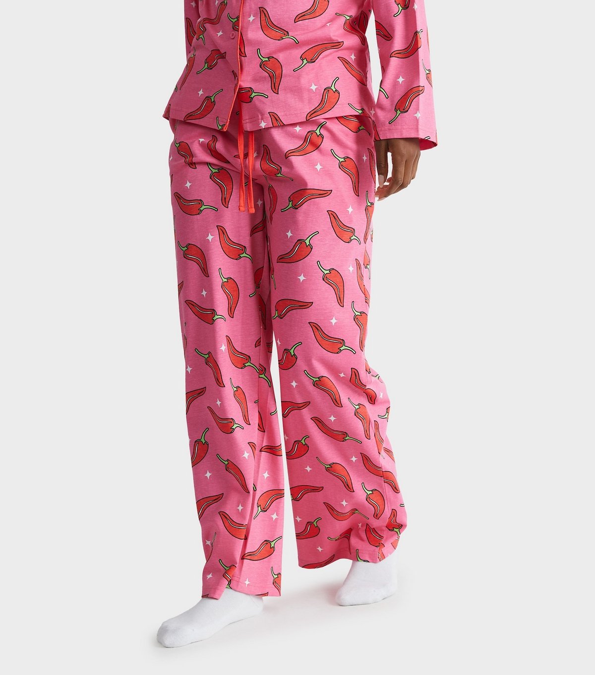 Skinnydip Women's Pink Chili Print Shirt and Trousers Pyjama Set Skinnydip New Look - 4