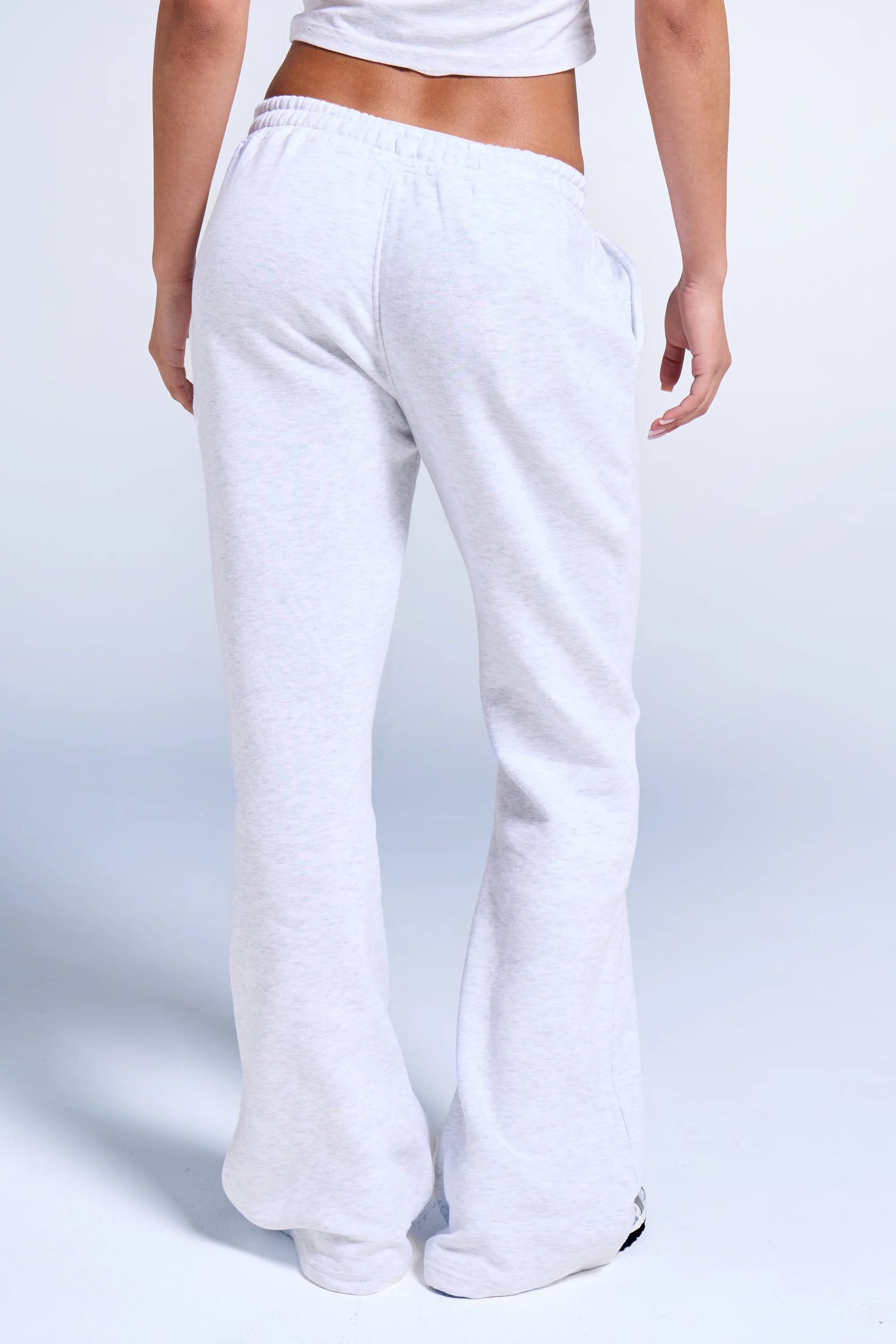 Kaiia Kaiia Logo Wide Leg Sweat Pants Light Grey Marl & Navy - 4