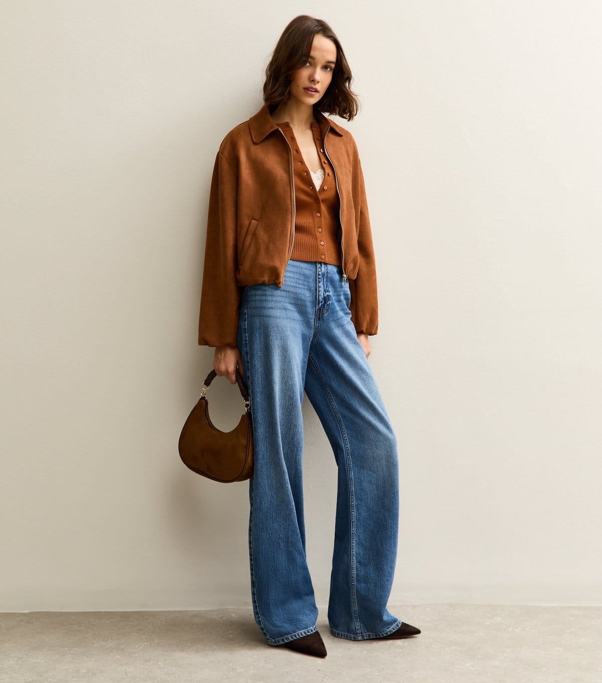 New Look Women's Tan Compact Knit Crew Neck Cardigan New Look - 4