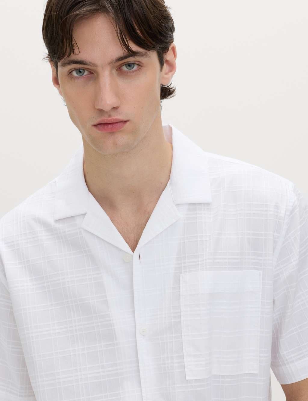 Marks & Spencer M&S Regular Fit Pure Cotton Short Sleeve Shirt White
