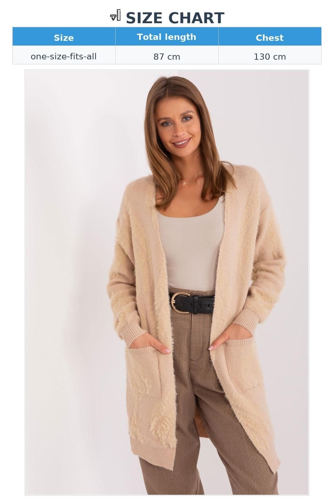 Love Lace Love Lace Women's Variegated Long Sleeve Slip Pocket Cardigan in Beige - 4