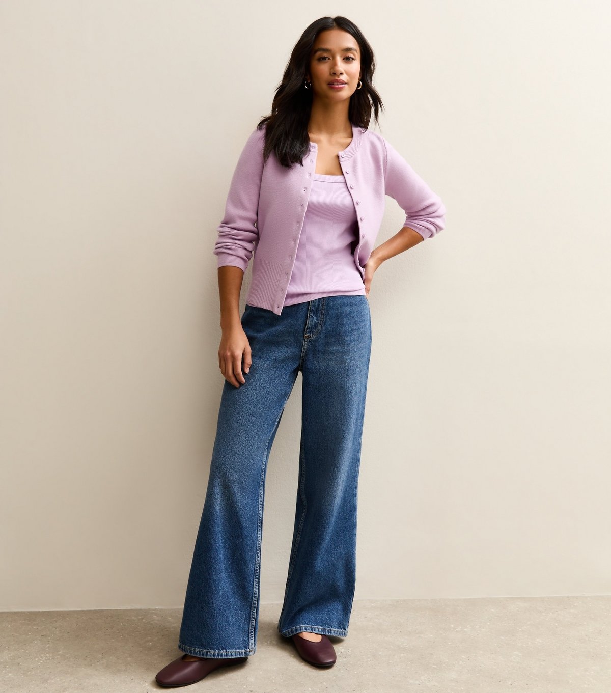 New Look Women's Petite Lilac Ribbed Square Neck Top New Look - 2