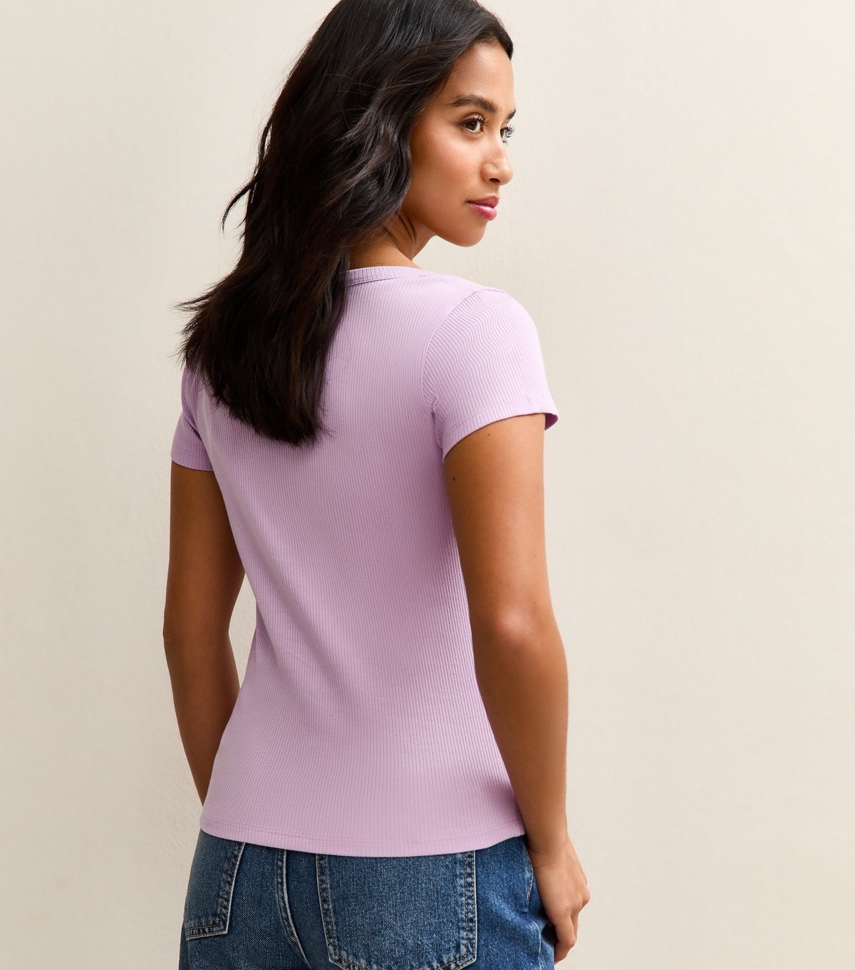 New Look Women's Petite Lilac Ribbed Square Neck Top New Look - 4