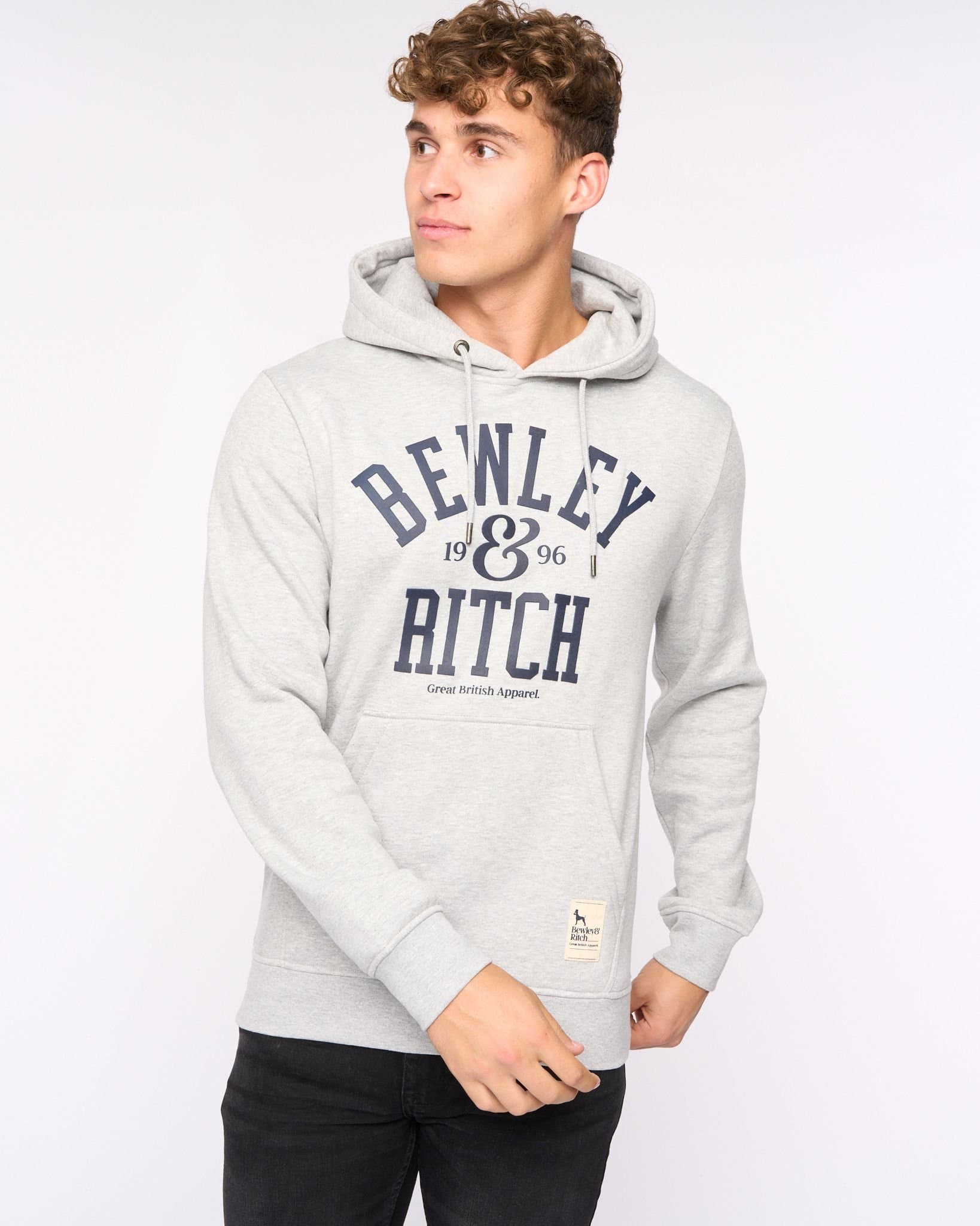Bewley&Ritch Bewley&Ritch Men's Nuford Hoodie - Relaxed Fit Fleece-Back Comfort in Black & Light Grey