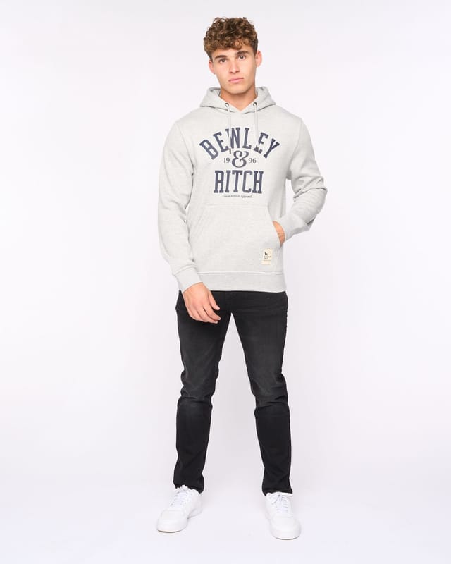 Bewley&Ritch Bewley&Ritch Men's Nuford Hoodie - Relaxed Fit Fleece-Back Comfort in Black & Light Grey - 3