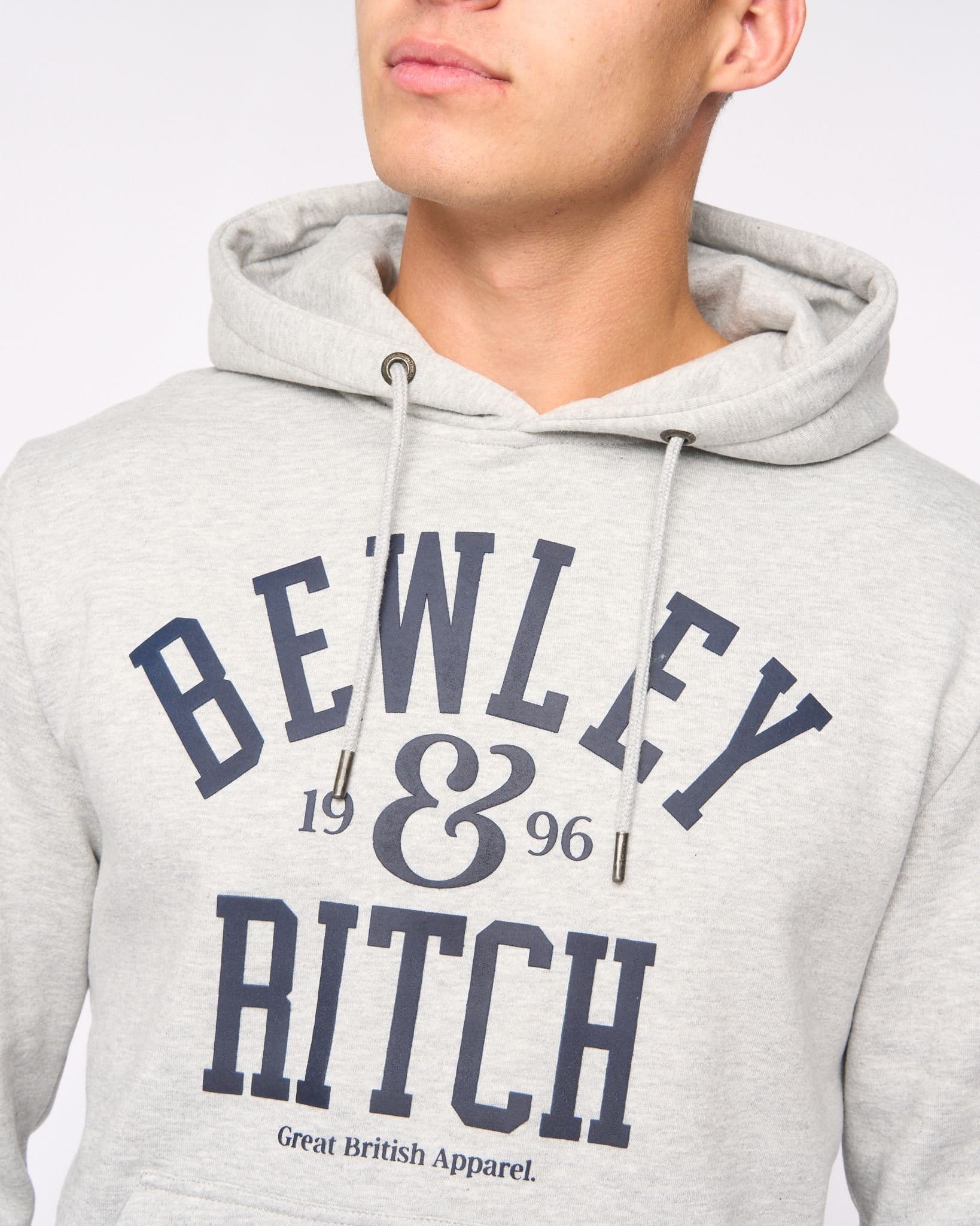 Bewley&Ritch Bewley&Ritch Men's Nuford Hoodie - Relaxed Fit Fleece-Back Comfort in Black & Light Grey - 4