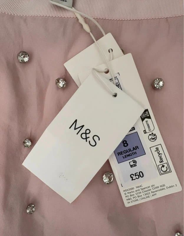 Marks & Spencer M&S Pink Embellished Mesh Midi Skirt UK 8 BNWT Sheer Tulle Diamanté Party Occasion