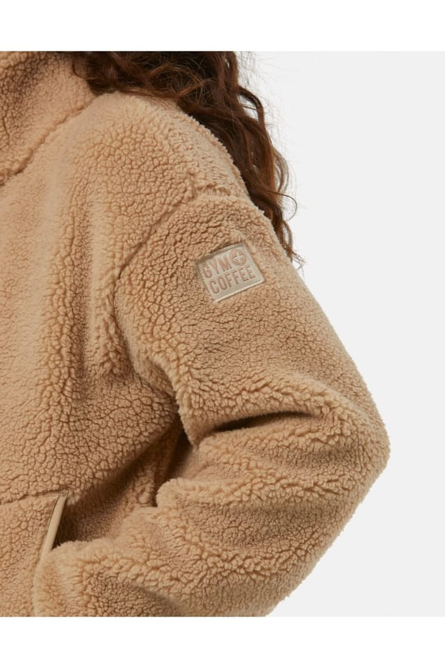 Gym + Coffee Gym + Coffee Women's Industry Fleece High Collar Jacket Sandstone in Tan - 3