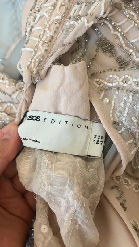 ASOS ASOS edition pretty embellished mini skater dress in blush