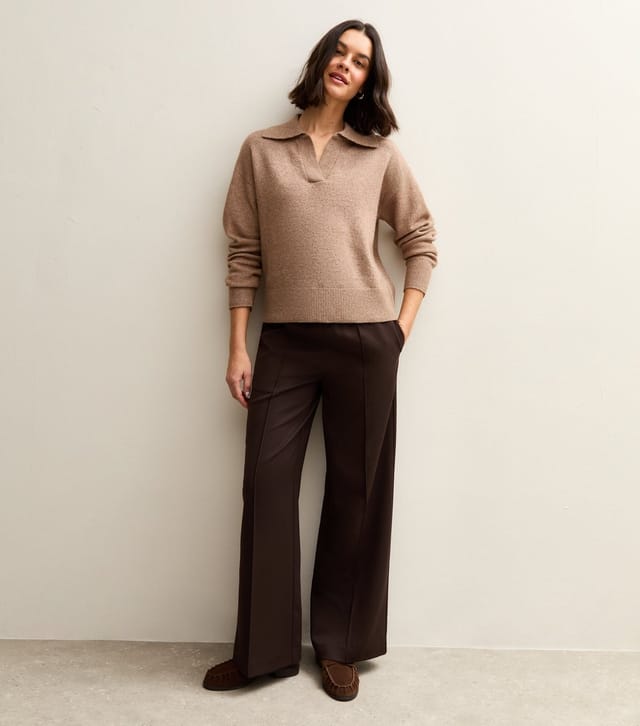 New Look Women's Camel Open Collar Polo Jumper New Look - 3