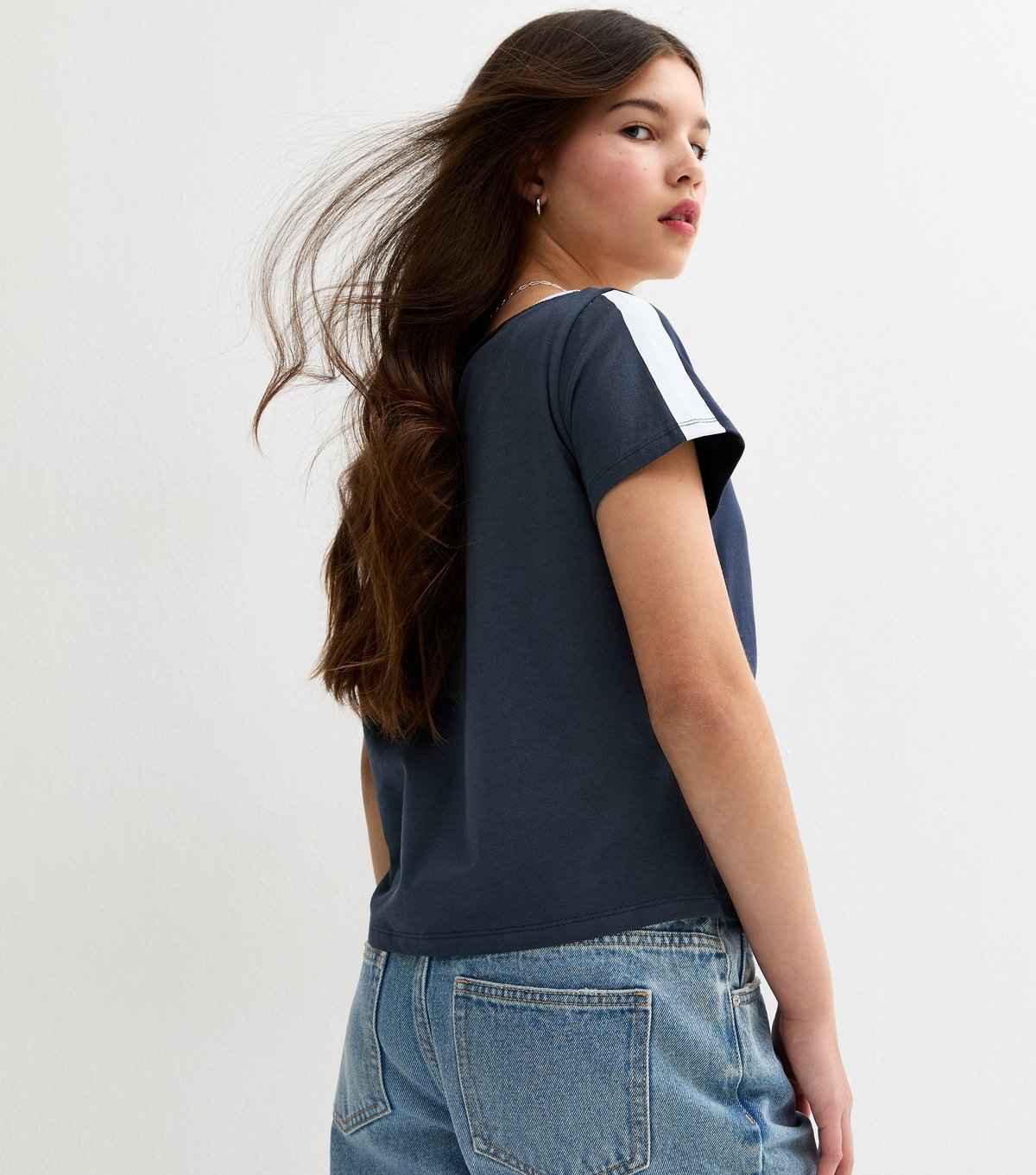 New Look Girls' Navy 07 LA 2 In 1 Logo Off Shoulder Top New Look - 4